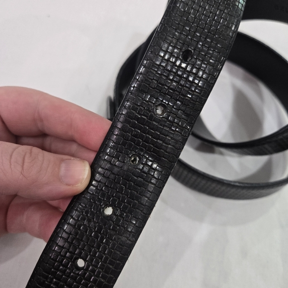 Paolo Vitale Black Leather Silver Buckle Belt Textured Made In Italy 120 - Picture 6 of 7
